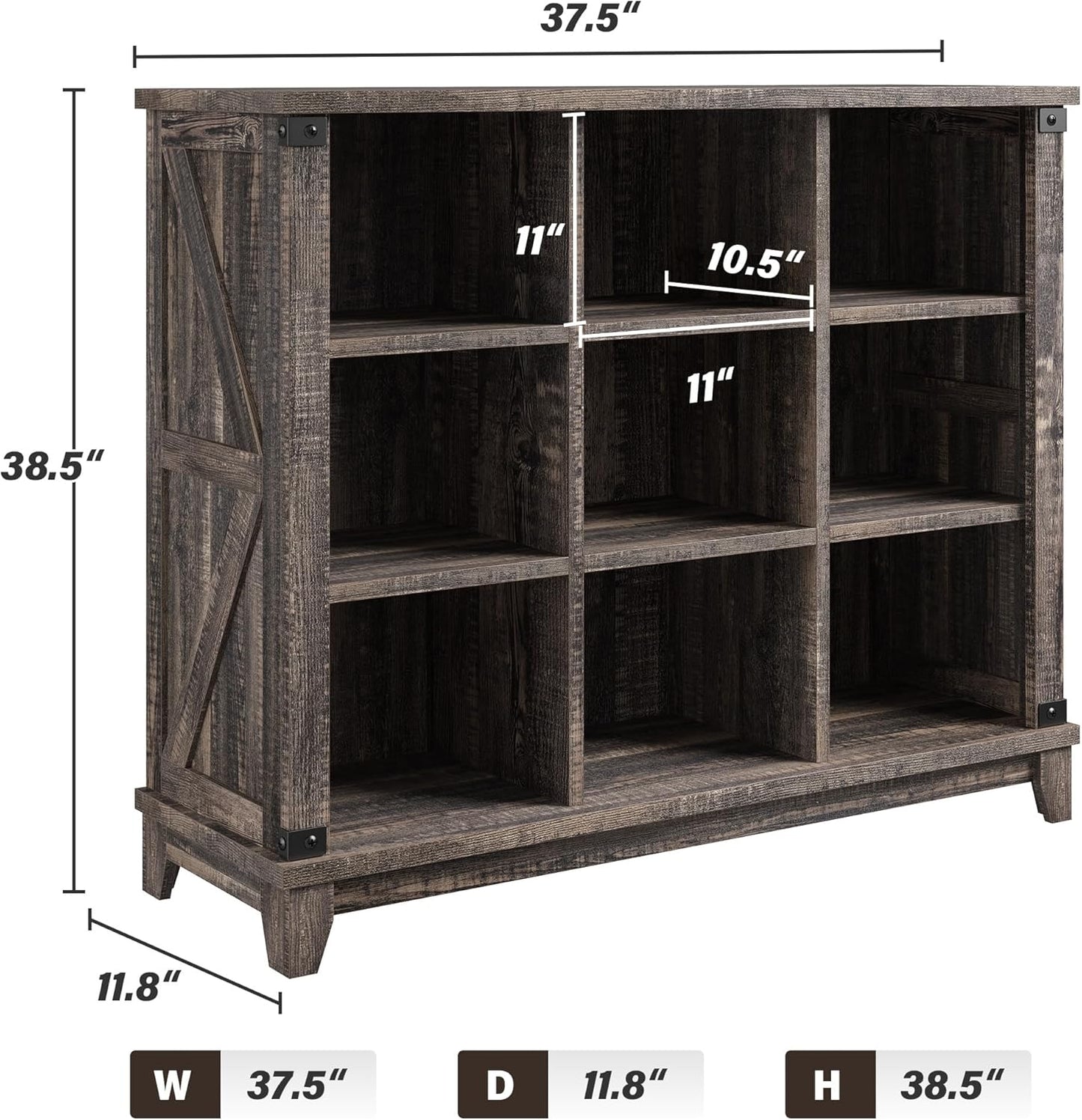 EnHomee 9 Cube Storage Organizer and Shelves, Cubby Storage Organizer, Bookshelves with Storage for Home and Bedroom, Black Oak