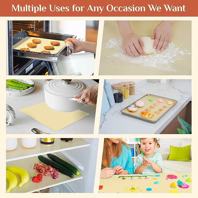 Silicone Baking Mat, 20 IN x 6 FT Free Cutting Baking Sheet,Non-Stick Reusable Dough & Pastry Mat,Non-Slip Silicone Mat Roll for Air Fryer Liner,Freeze Dryer,Oven Baking Pan,Kitchen Counter
