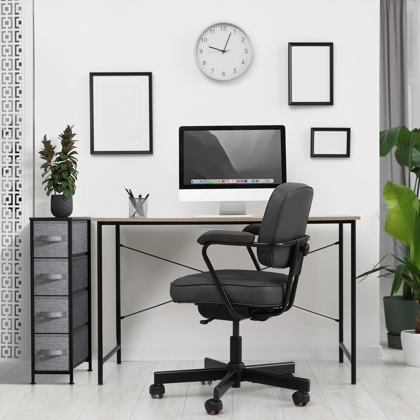 Sorbus Narrow Dresser with 4 Drawers - Vertical Slim Storage Chest of Drawers with Steel Frame, Wood Top & Easy Pull Fabric Bins for Small Spaces, Closets, Bedroom, Bathroom & Laundry (Black/Charcoal)