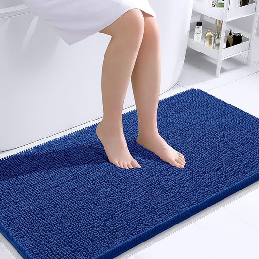 OLANLY Bathroom Rugs 44x24, Extra Soft Absorbent Chenille Bath Rugs, Rubber Backing Quick Dry, Machine Washable Bath Mats for Bathroom Floor, Tub and Shower, Home Decor Accessories, Royal Blue