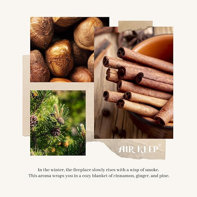 Airkeep Christmas Reed Diffusers Set, 5.07 oz Christmas Spice Scented Diffuser with 8 Sticks,Long Lasting Home Fragrance for Long Days, Perfect for Bathroom, Shelf Decor, Air Fresheners