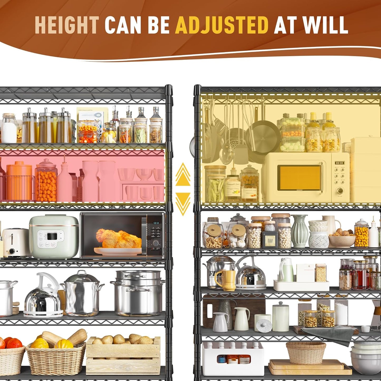 REIBII 71" H Metal Shelves 6 Tier Storage Shelves 1200LBS Adjustable Shelving Units and Wire Shelving Unit Storage Rack Shelf Metal Shelving, 71" H x 29" W x 14" D