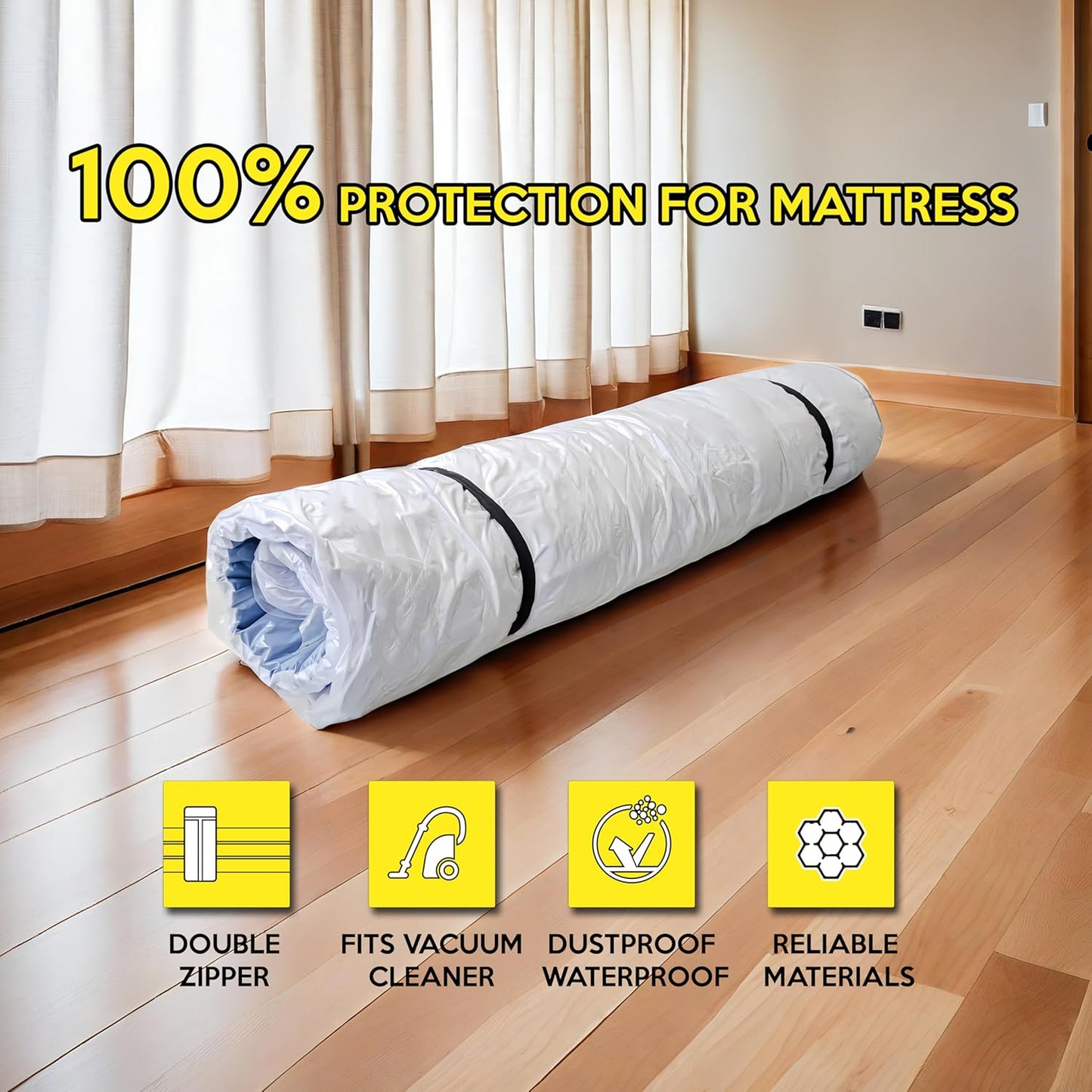 Vacuum Mattress Bag for moving, Vacuum Sealed Bags for Mattress Storage, Mattress Compression Bag, Foam and Latex Mattress Vacuum Bag with Straps(KING. CAL-KING)