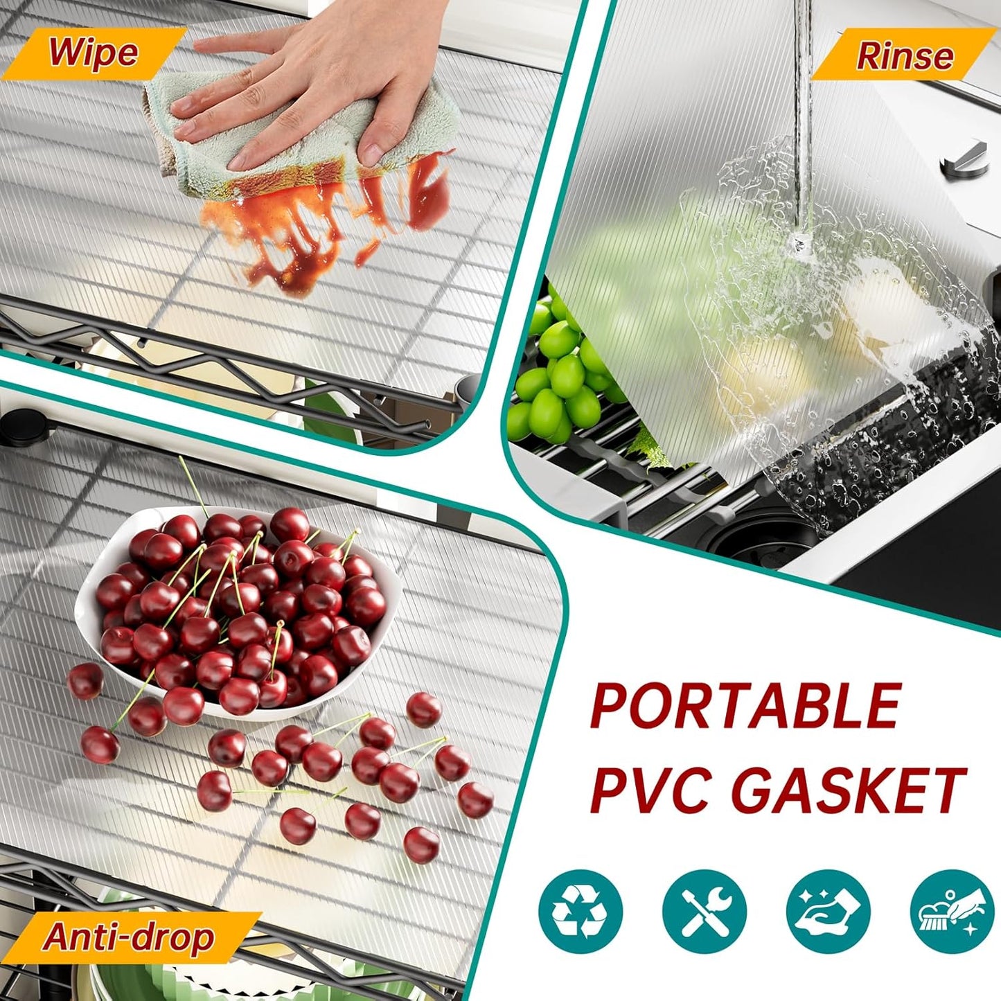 3 Tier Adjustable Storage Shelves Heavy Duty Metal Utility Shelf Wire Shelving Unit Organizer Rack for Home Kitchen Office Bathroom Pantry Room 12" D x 18" W x 30" H