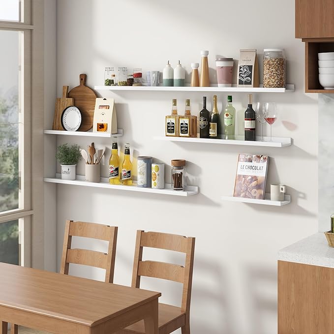 Floating Picture Ledge Shelves Set of 4, 56 Inch Long Large Nursery Book Shelf for Toys Storage Kids Bookshelf Wall Mounted Living Room Bedroom Decor Frames