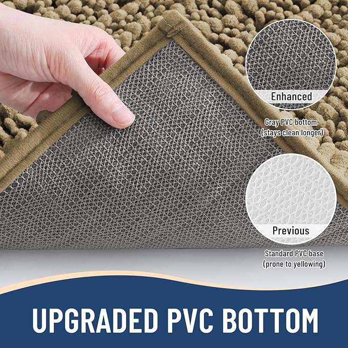 Arotive Luxury Chenille Bathroom Rug Mat, Extra Soft Thick Absorbent Shaggy Bath Rugs, Non-Slip Machine Wash Dry, Plush Bath Mats for Bathroom, Shower and Tub, 30x20, Camel