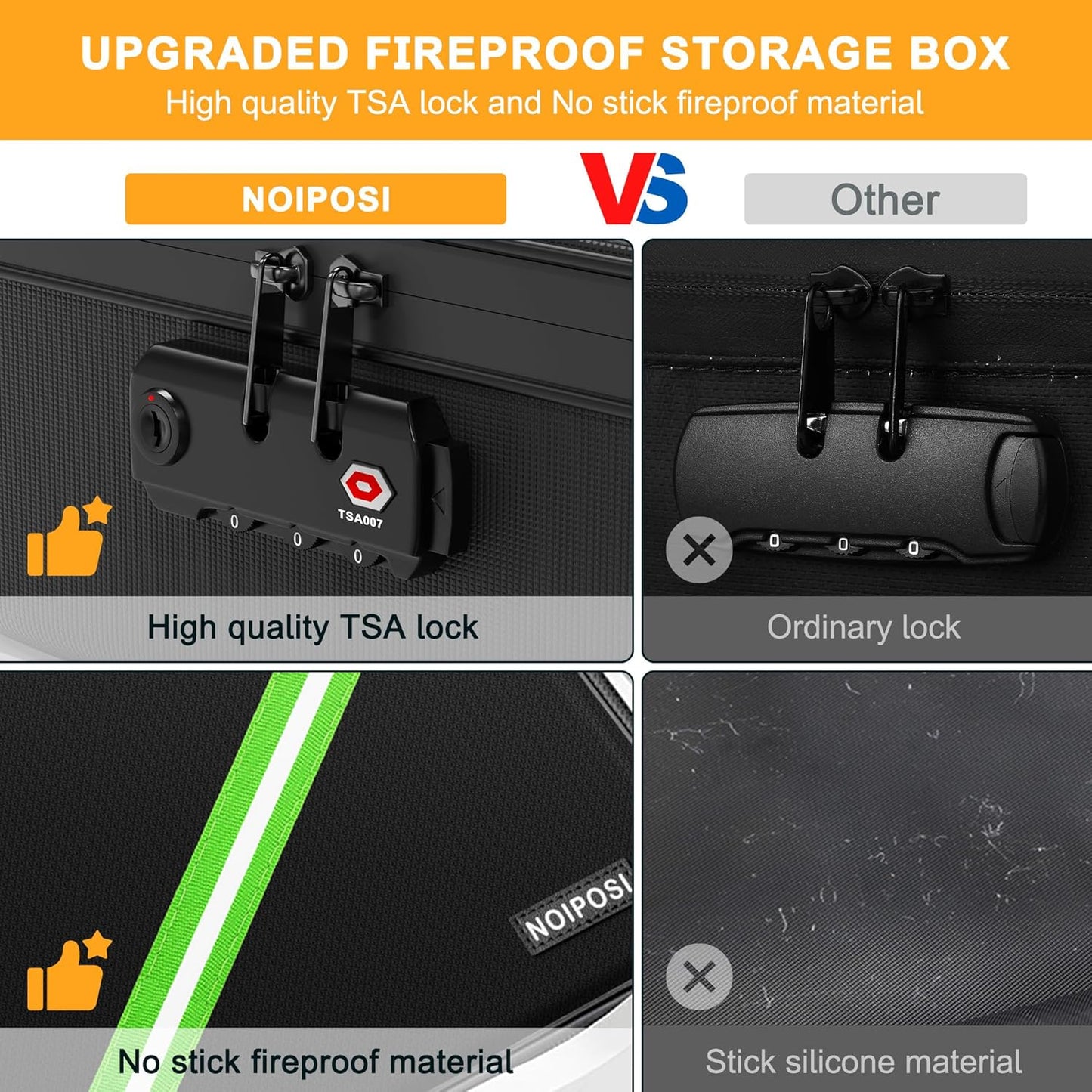 Noiposi 5200℉ Fireproof Document Box, 16.1x 11.4x4.3 Inch Waterproof and Fireproof Document Organizer,Portable Home Travel Safe Storage Box for Legal Size Documents,File and Birth Certificate,Black