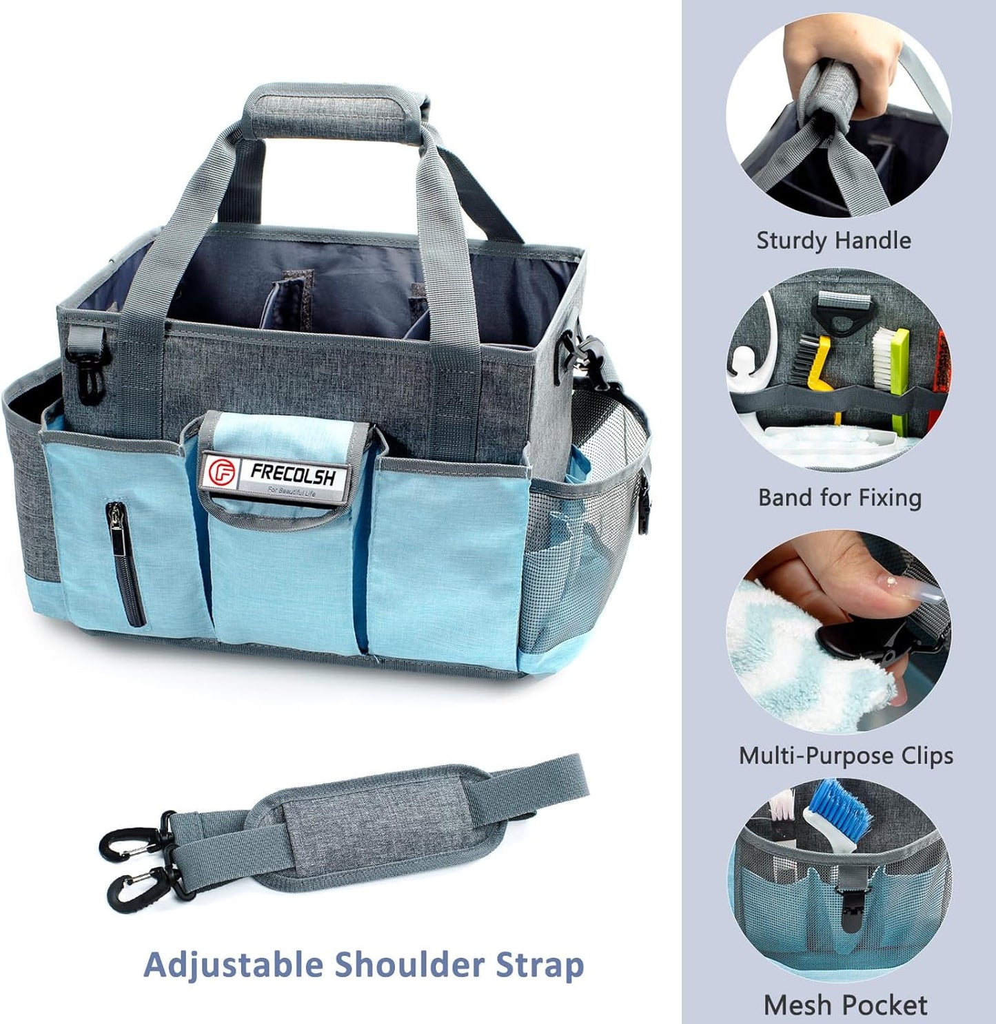 Large Cleaning Caddy for Cleaning Suppliers Organizer,15" Storage Organizer for House Clean Essential, Wearable Cleaing Bag, Storage Caddy for Housekeeping