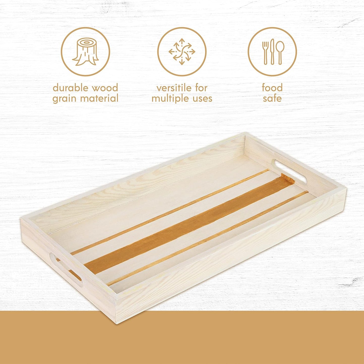 Hammont Wood Serving Tray Set with Handles - 5-Piece Nested Breakfast Trays for Food, Party Buffet, Organizing, and Montessori - Versatile Wooden Trays for Serving, Catering, and Bathroom Use