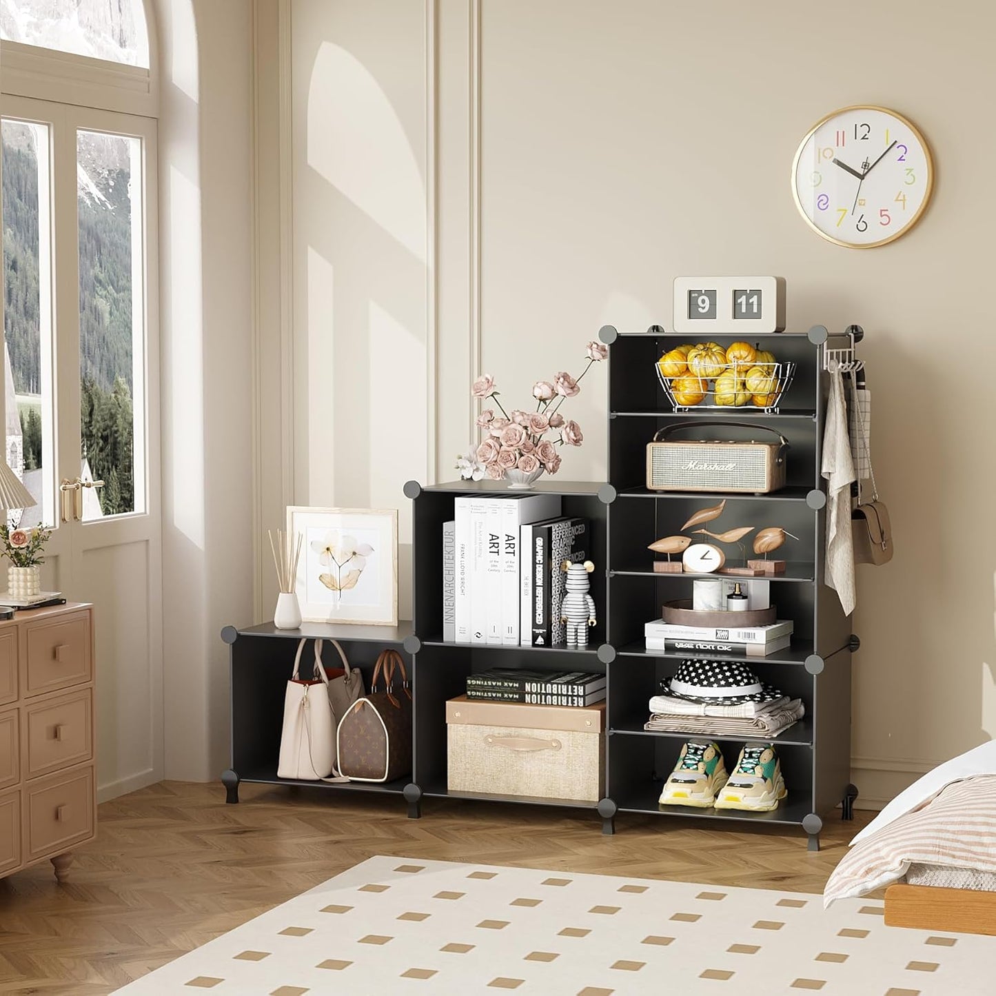 AWTATOS Closet Organizer 6 Cube Storage Shelves Portable Closet Clothes Organizers and Storage Stackable Cubby Shelving for Closet Bedroom Living Room Office Black