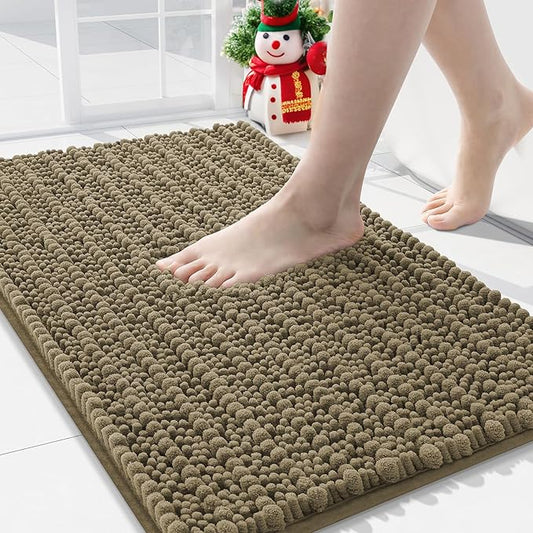 Arotive Luxury Chenille Bathroom Rug Mat, Extra Soft Thick Absorbent Shaggy Bath Rugs, Non-Slip Machine Wash Dry, Plush Bath Mats for Bathroom, Shower and Tub, 30x20, Camel
