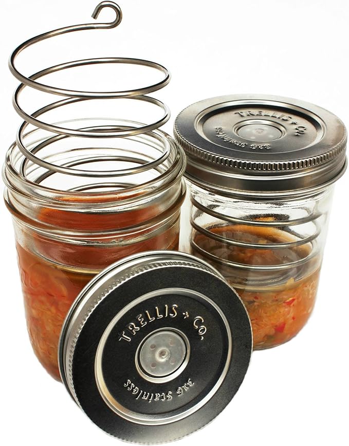Stainless Steel PickleHelix Coils, Fermentation Weights | 3 Pack | for Wide Mouth Mason Jar Fermenting | Best Way to Hold Vegetables Under Water for Fermentation