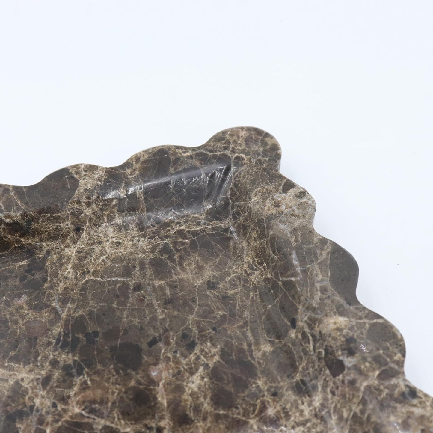 Square Marble Decorative Tray with Scalloped Edge, Luxury Natural Stone Bathroom Vanity Tray, Dresser Top Perfume Coffee Home Kitchen Sink Tray, Key Trinket Ring