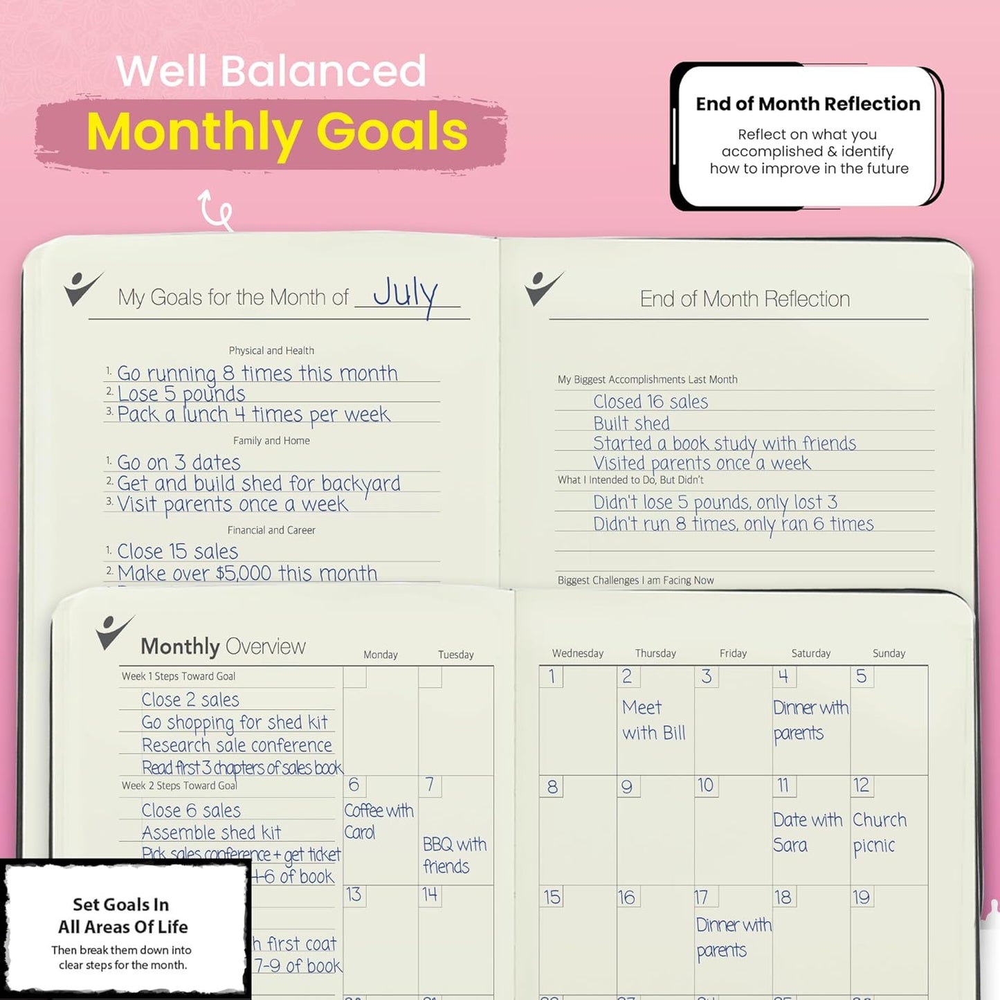 Undated Daily Planner to Achieve Your Goals 2025-2026 - 90 Day Guided Journal & Productivity Organizer with Goal Setting, Habit Tracker, To Do List, Academic & Work Calendar, Leather Hardcover - Rose Gold