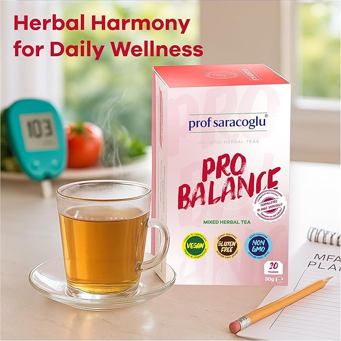 Prof Saracoglu Pro Balance Mixed Herbal Tea | Caffeine-Free Tea Bags | Blood Pressure Tea & Blood Sugar Tea for Healthy Blood Pressure & Blood Sugar Support | 20 Counts Mixed Herbal Tea Bags