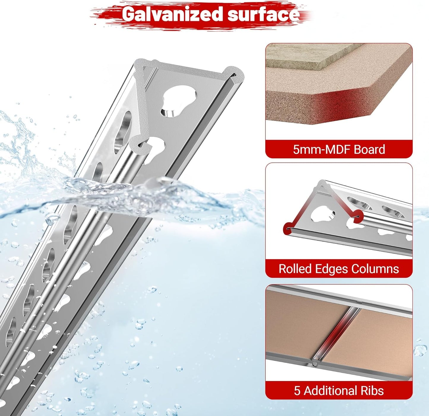 REIBII 2020LBS Garage Shelving Heavy Duty 5 Tier Storage Shelves Adjustable Metal Shelving for Basement, Warehouse, Pantry, Closet, Kitchen, Easy Assembly, 72" H x 35.55" W x 16" D, Galvanized