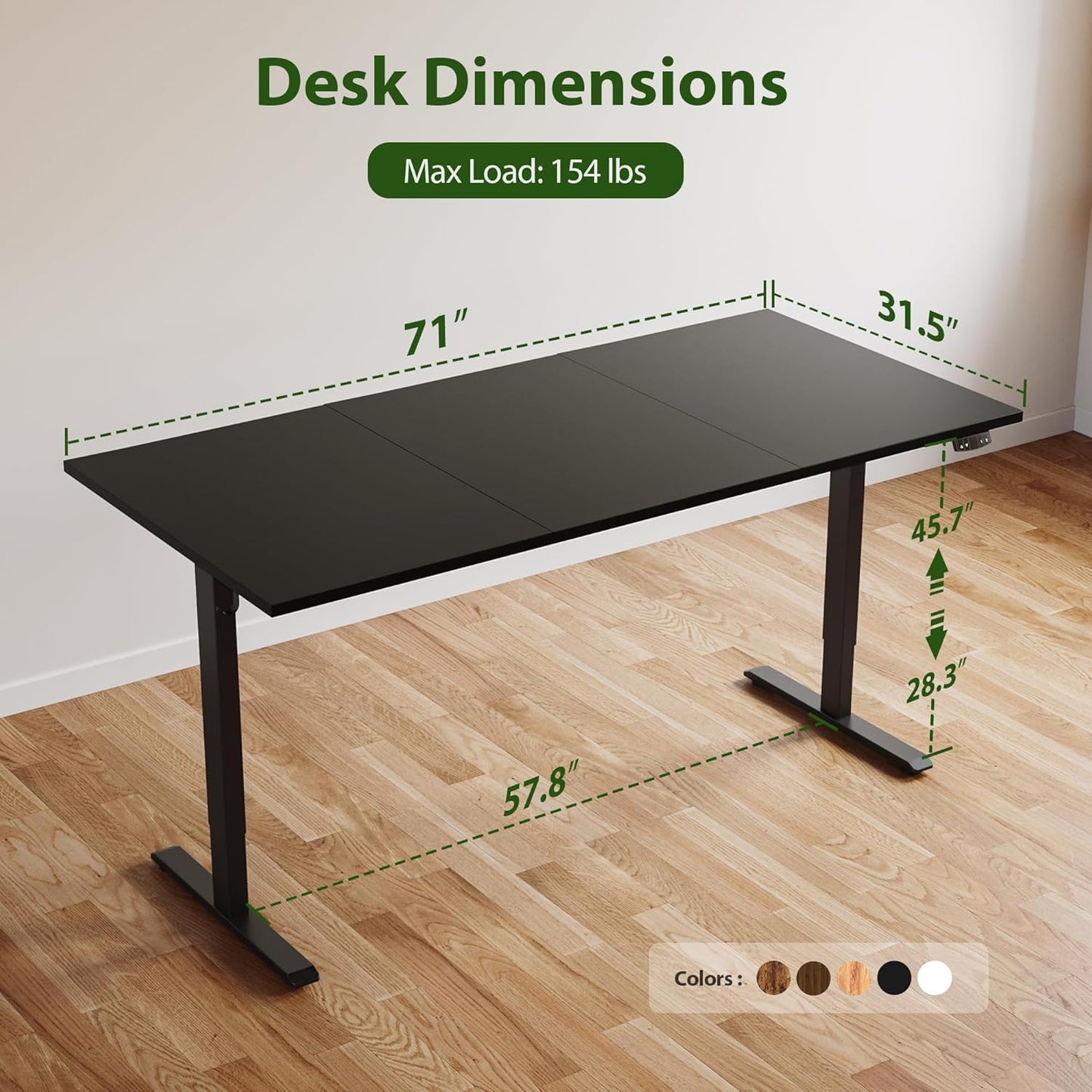 Agilestic Electric Standing Desk, Large 71 x 24 Inches Height Adjustable Desk, Sit Stand Up Workstation for Home Office, Ergonomic Rising Gaming Computer Table with Memory Preset, Black