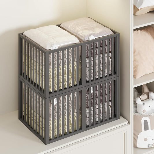 90 L Large Storage Bins, 2 Pack Clothes Storage Bins Foldable Closet Organizers Storage Containers for Clothing, Blanket, Comforters, Bed Sheets, Pillows and Toys(Black Tall (25"×16"x12"))