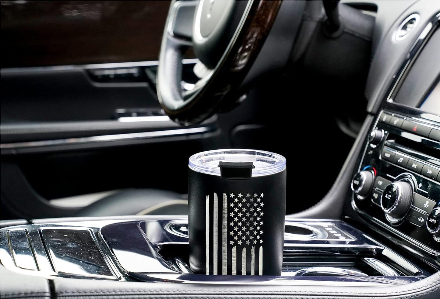 Military Gift Shop 20oz American Flag Tumbler, Insulated Steel USA Coffee Mug with Lid | Disabled Vet Owned Business | Flag 20 oz