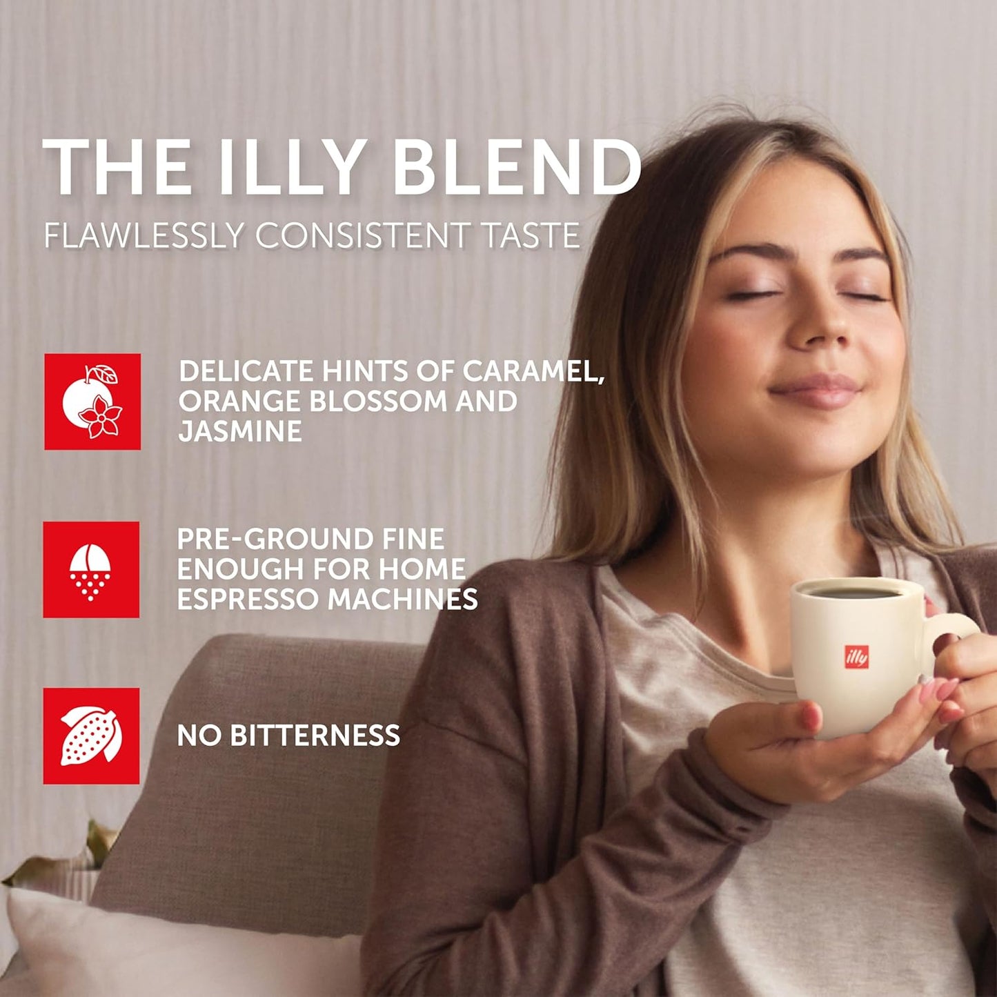 Illy Ground Espresso Coffee, Decaffeinated - Medium Roast - Mild & Balanced - 100% Arabica - Pressurized Packaging Sealed for Freshness - 8.8oz (Pack of 6)