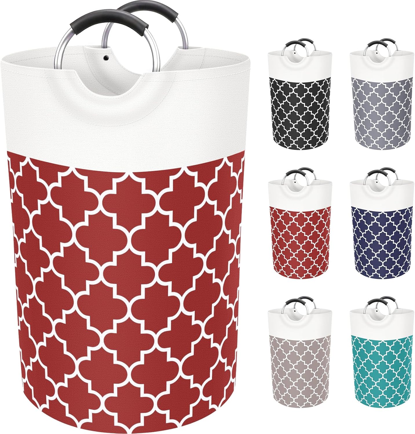 Large Laundry Basket Laundry Hamper Bag Washing Bin Clothes Bag Collapsible Tall with Handles Waterproof Travel Bathroom College Essentials Storage for College Dorm, Family (Red) 75L