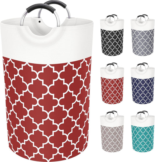 Large Laundry Basket Laundry Hamper Bag Washing Bin Clothes Bag Collapsible Tall with Handles Waterproof Travel Bathroom College Essentials Storage for College Dorm, Family (Red) 75L