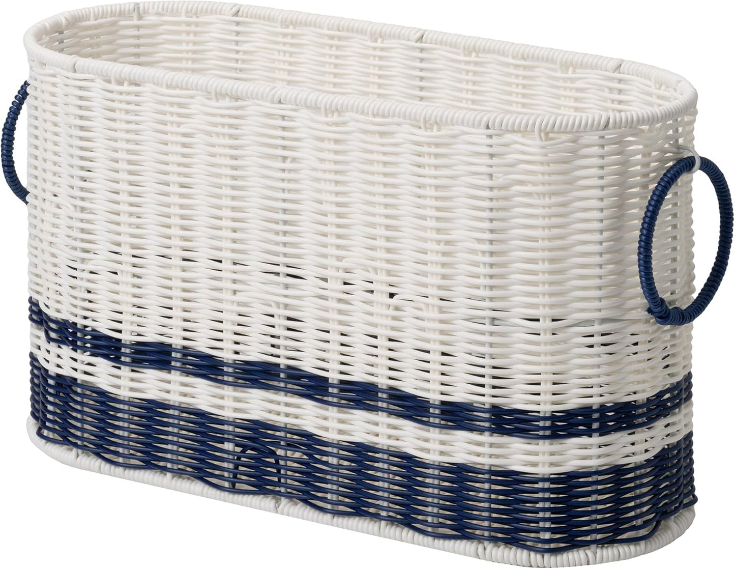 GRANNY SAYS Toilet Paper Storage Holder, 6 Mega Rolls Toilet Paper Holder Stand with Storage, Navy Blue Baskets for Bathroom Beach Decor, Decorative Basket for Storage