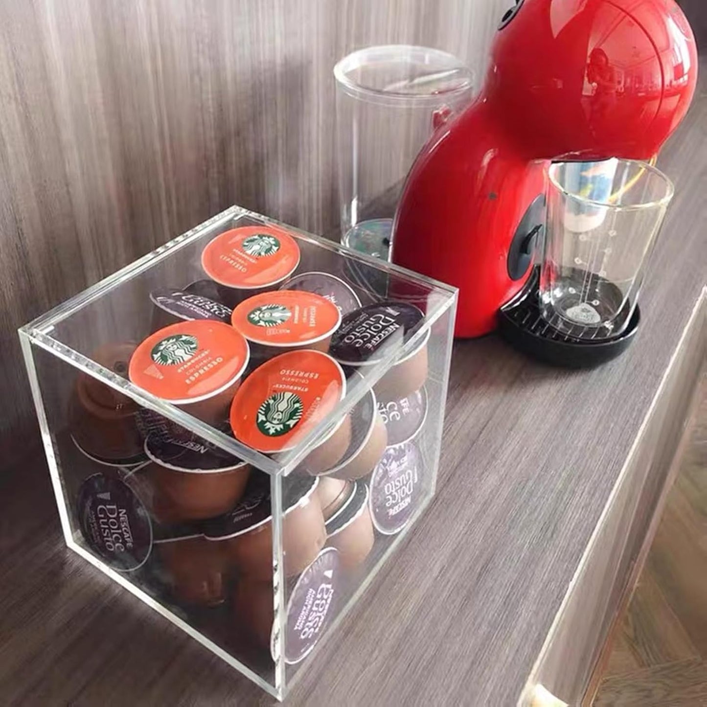 KissYou Acrylic Box Clear Storage Contanier with Lid Acrylic Hinged Lid Box Coffee Pod Holder Graduation Candy Gift Box Transparent Display Case