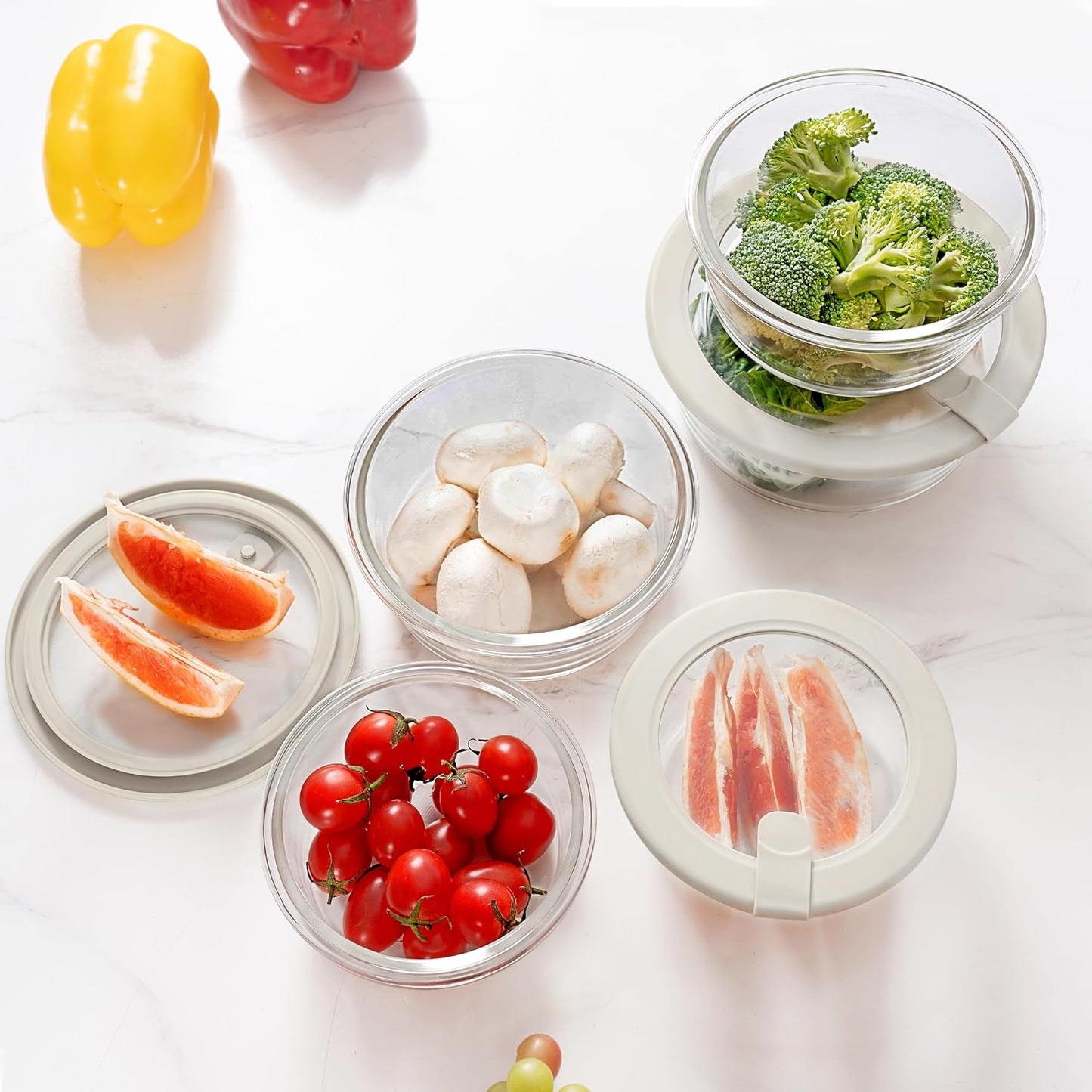 Urban Green Glass Food Storage Containers with Glass Lids, Microwave Safe Food Container Set, Aitight Meal Prep Container Set, LeakProof, 100% Plastic Free, 5 Pack