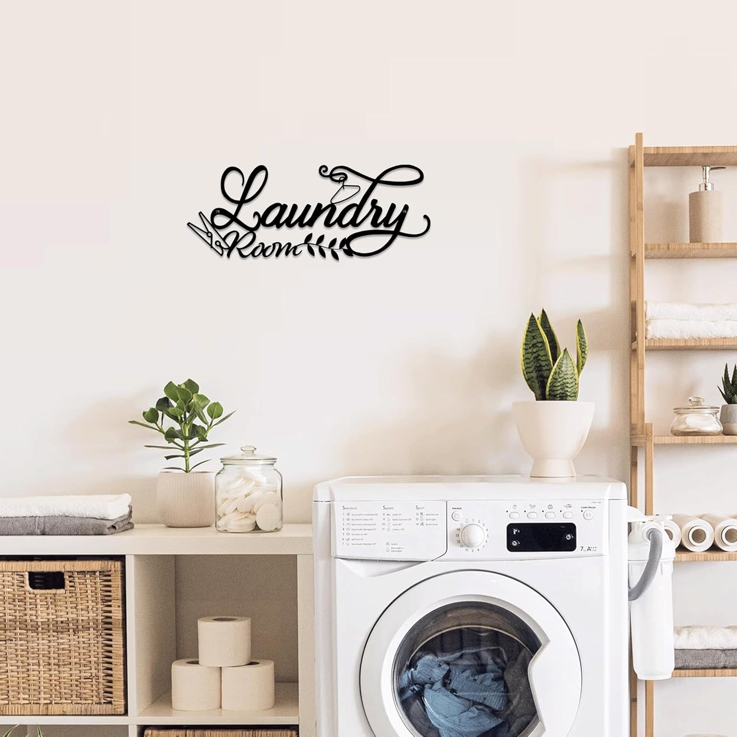 Metal Laundry Room Wall Decor Sign, Black Farmhouse Style, Decorative Wall Art,18.1 x 7.1 inch