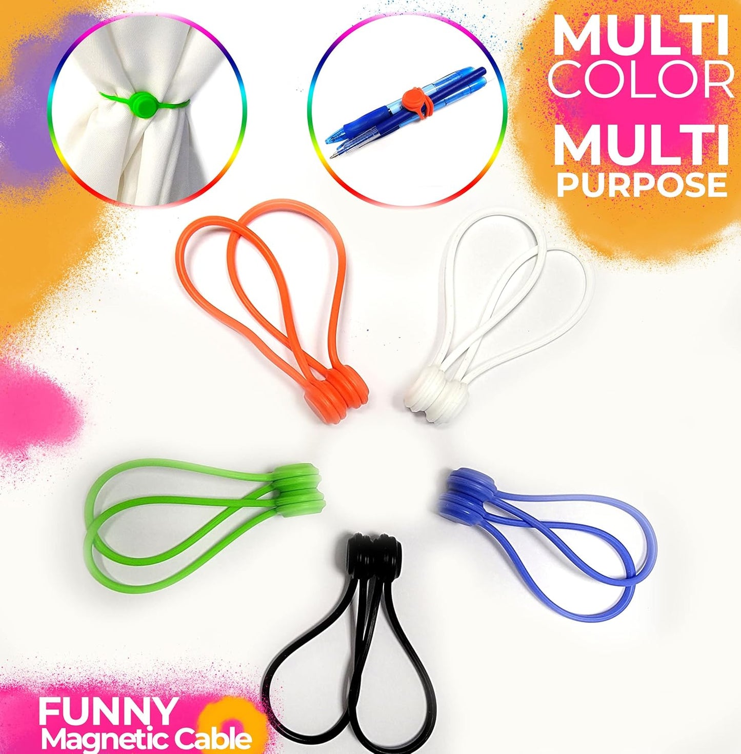 20 Pack Reusable Silicone Magnetic Cable Ties Twist Ties for Home/Office Cord Wrap, Cable Organizer, Magnetic Cord Holder, Cable Organizer Fridge Magnets - Perfect Smart Home Gadgets! 10 COLORS