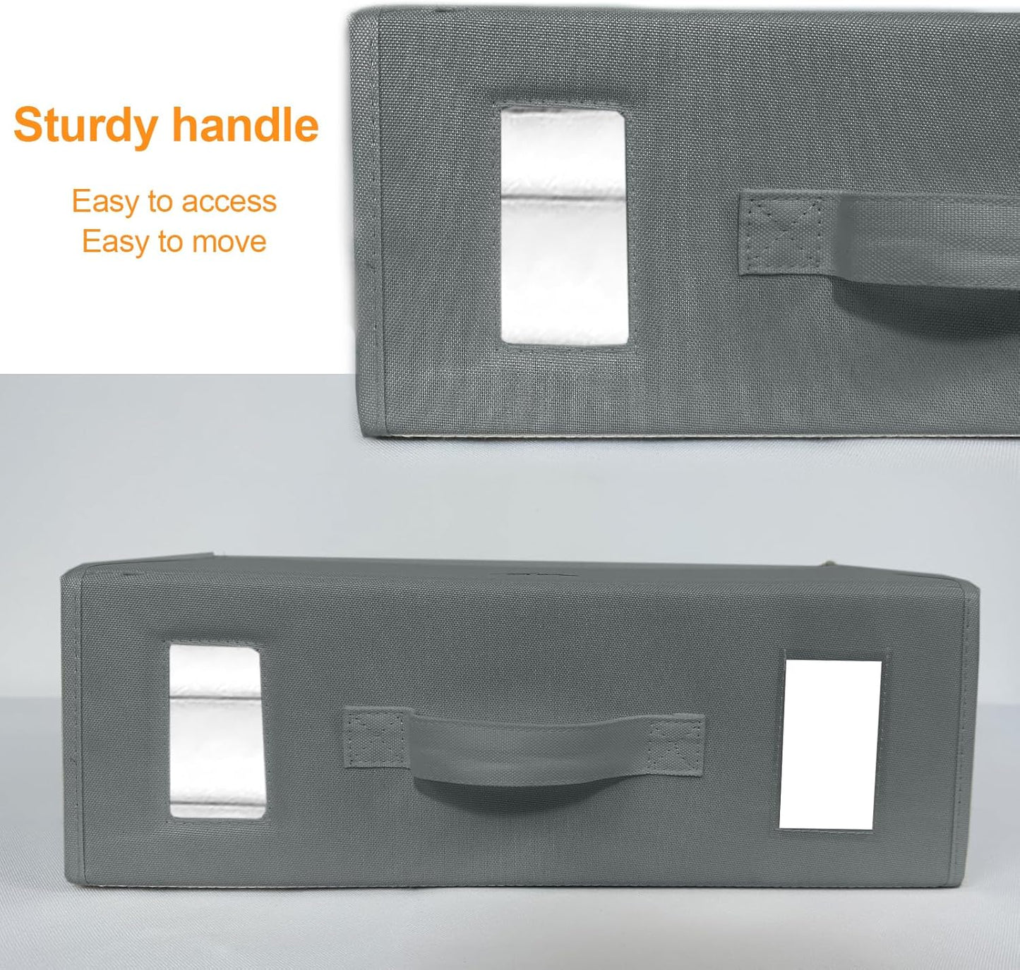 4C'Son Foldable DOUBLE ZIPPERS Bed Sheet Organizer, Fabric Storage Bins for Bed Sheets, Linen Bedding Organizer for Closet with Window and EXTRA STURDY handle (4 PACK - GRAY)