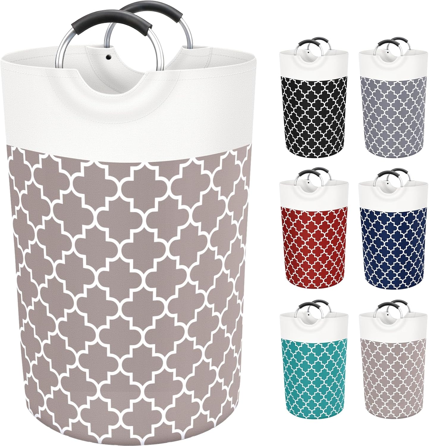 Large Laundry Basket Laundry Hamper Bag Washing Bin Clothes Bag Collapsible Tall With Handles Waterproof Travel Bathroom College Essentials Storage For College Dorm, Family (Khaki)115L