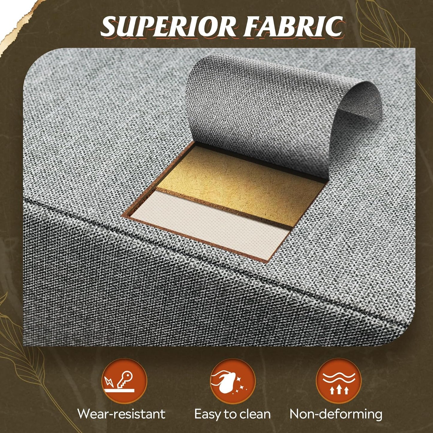 WLIVE Fabric Dresser, 5-Drawer Tall Dresser for Bedroom, Storage Dresser Organizer with Fabric Bins, Wood Top, Sturdy Steel Frame, Chest of Drawers for Closet, Hallway, Dark Grey