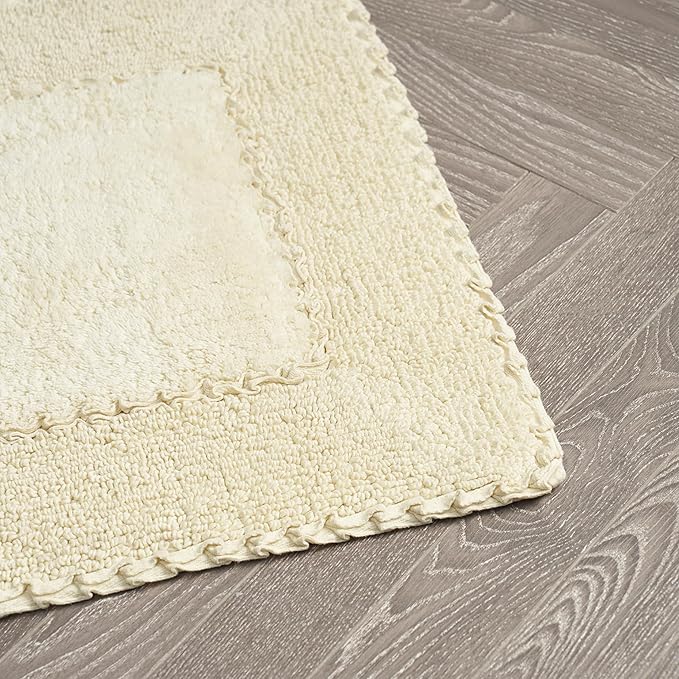 Laura Ashley Ruffle Border 100% Cotton Bath Rug, Yellow, 20"x 34"