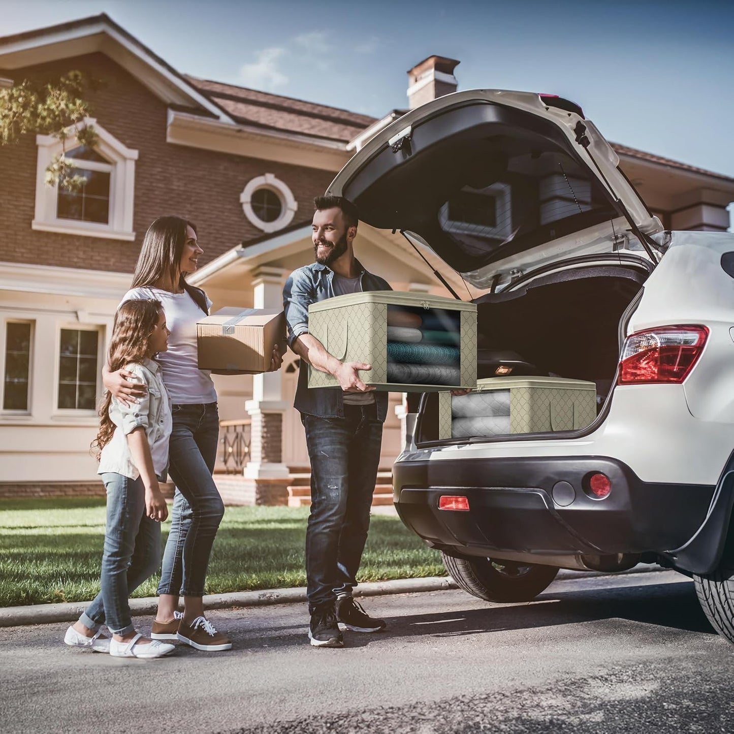 Sorbus Foldable Storage Bag Organizers, Large Clear Window & Carry Handles, Great for Clothes, Blankets, Closets, Bedrooms, and more