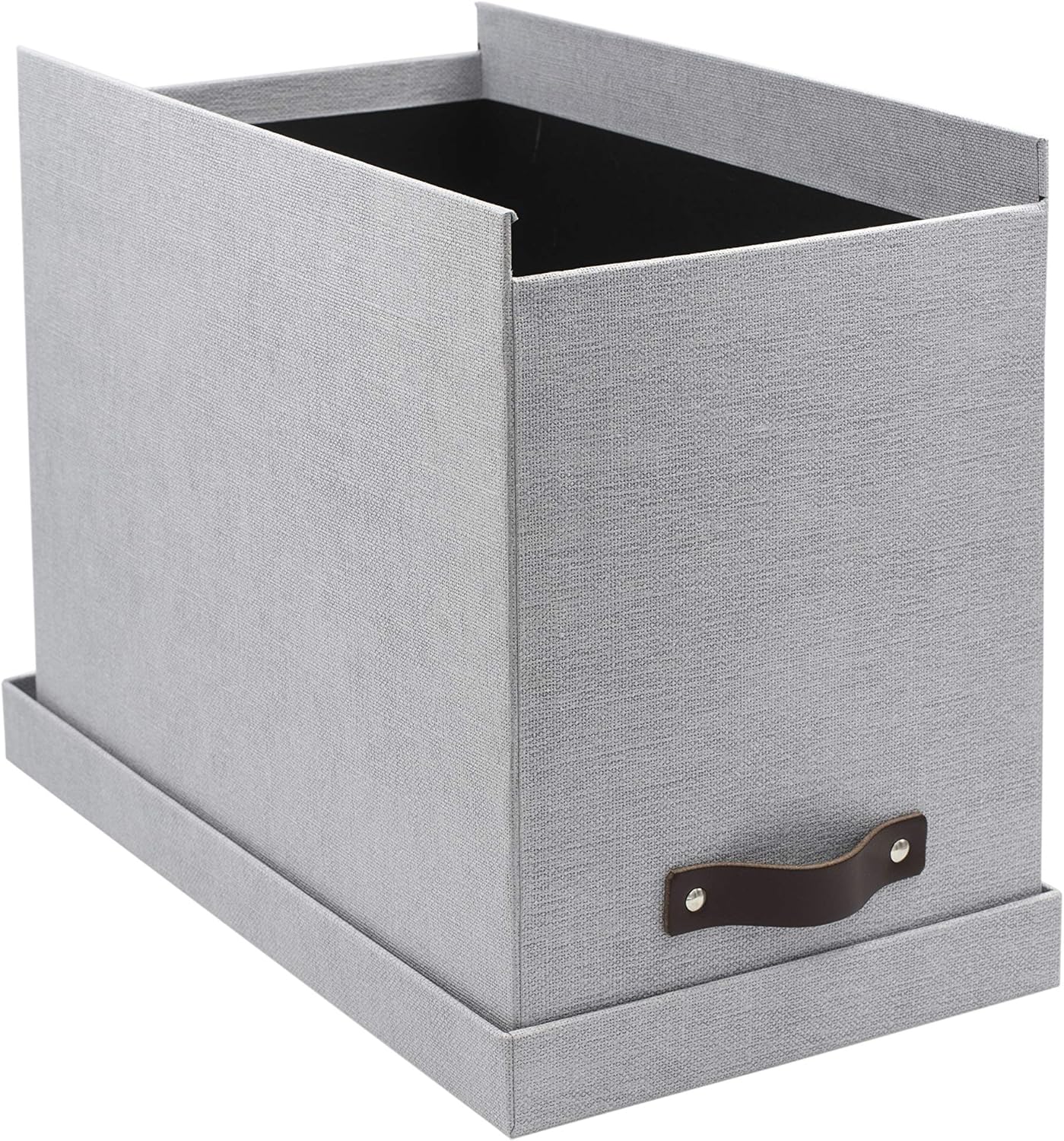 Bigso John Desktop File Box | File Storage Box and Document Organizer for Important Paperwork | Durable Hanging File Box with a Lid and Leather Handle | 7.4’’ x 13’’ x 10.4’’ | Ash