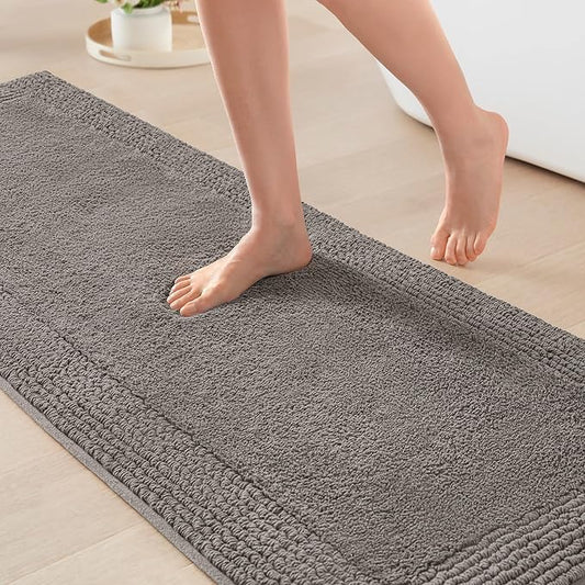 Madison Park Splendor Reversible 100% Cotton Tufted Bathroom Rug-3000 GSM Hotel Quality Luxurious Plush Medium Pile Bath Mat Absorbent, Quick Dry, Shower Room Décor, 24x72, Charcoal