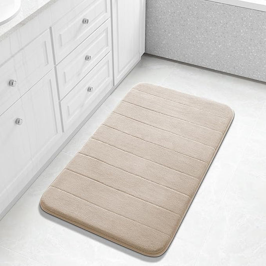 Yimobra Large Bath Mat 36"x24", Super Soft Quick Dry Memory Foam Bathroom Rug, Water Absorbent, Non Slip Backing Machine Washable for Tub Shower, Thick Comfort Support, Beige
