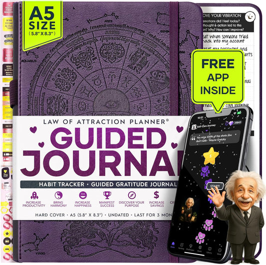 Guided Journal - Gratitude & Mental Health Journal for 5 Minute Daily | 90-Day Undated Planner for Positivity & Manifestation | Guided Mindfulness, Self Care & Reflection | Vision Board + Stickers