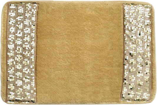 Zahari Home Sinatra Modern Bathroom Rug Classic Luxury Bath Rug Contemporary Decor Champagne Gold Bath Mat for Shower Unique Design Stylish Bathroom Rug Bath Shower Tub Décor