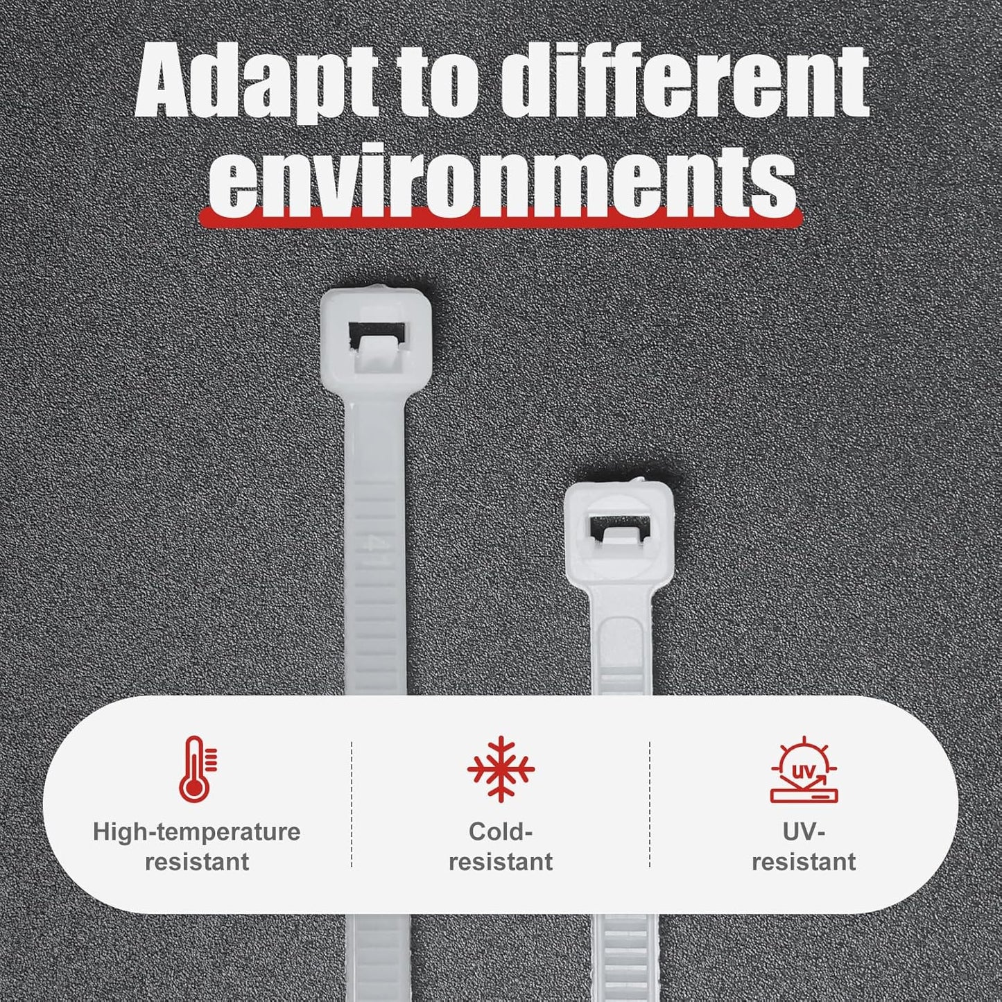 APIELE Cable Zip Ties 600 Pack WHITE Assorted Sizes 4 6 8 10 12 inch Multi-Purpose Self-Locking Nylon Cable UV Resistant Wire Ties for Indoor & Outdoor Home Office Garden Workshop