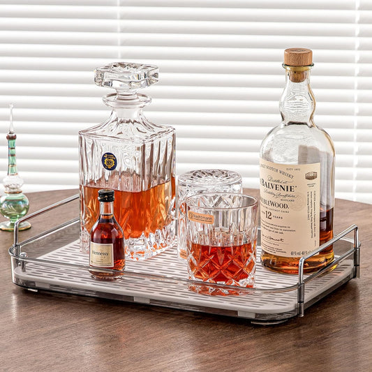 Coffee Bar Accessories,Station Organizers,Large Capacity Storage with Drain Board,Whisky Tray,Mug Tea Cup Holder Coffee Bar Organizer,Smoky Gray