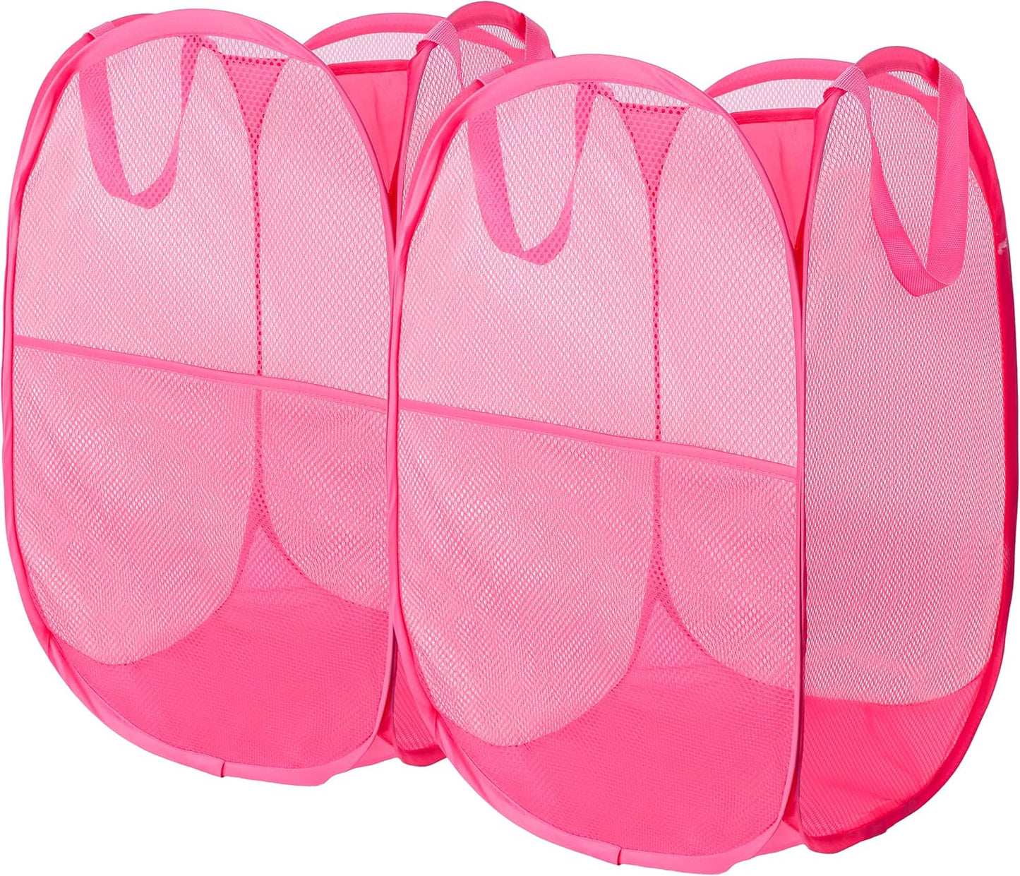 Foldable Mesh Popup Laundry Hamper,Laundry Basket Easy to Open and Fold for Dorm,Travel, College Dorms, and More (2 pink)