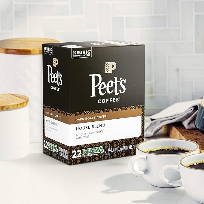 Peet's Coffee House Blend, Dark Roast, K-Cup Coffee Pods for Keurig Coffee Maker, 22 Count (Pack of 1)