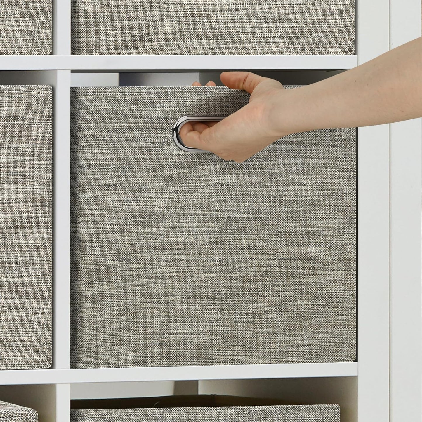 Posprica 15.12"x12.13"x12.01" Storage Cube Bins, Linen Decorative Closet Storage Organizer for IKEA Kallax, 4 Pack Fabric Foldable Large Storage Baskets for Closet, Shelves, Clothes, Toy -Coffee