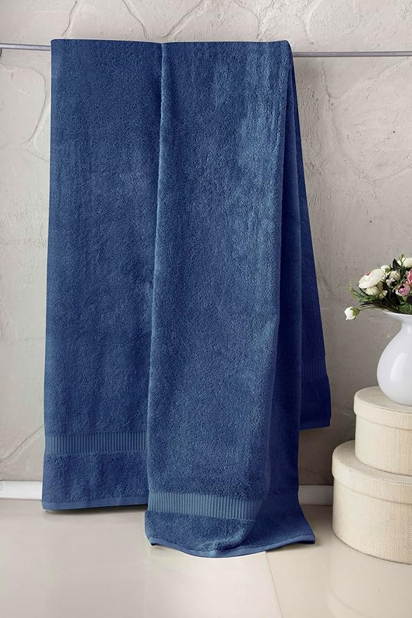 SALBAKOS 100% Turkish Cotton Extra Large Bath Sheet Set of 2 35x70 inch | Heirloom Quality | Hotel & Spa Collection | Soft, Absorbent Oversize Bath Towels | Made in Turkey (Navy, 2 Bath Sheets)