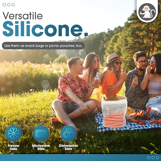 Reusable Silicone Sous Vide Bag - 1 Gallon, 135oz. XXL - 1 pcs Food Storage Bag, Freezer Container, Zero Waste Alternative for Sous Vide Cooker, Kitchen Organization, and Meal Prep Bags