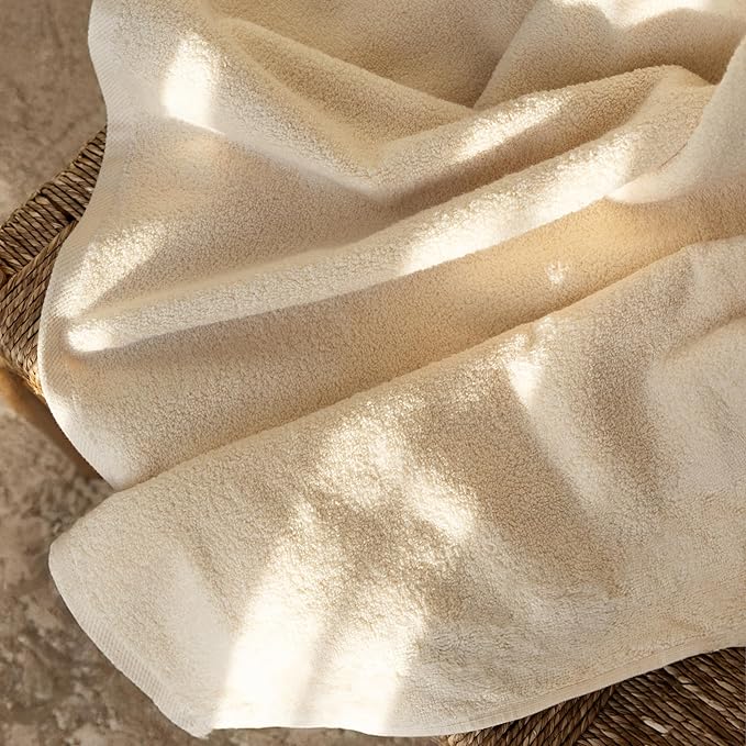 SALBAKOS 100% Turkish Cotton Jumbo Bath Sheet Towel Oversized 40x80 inch | Premium Hotel & Spa Quality, Soft, Absorbent, XL Bath Towels | Made in Turkey (Pack of 1, Ivory, Jumbo Bath Sheet)