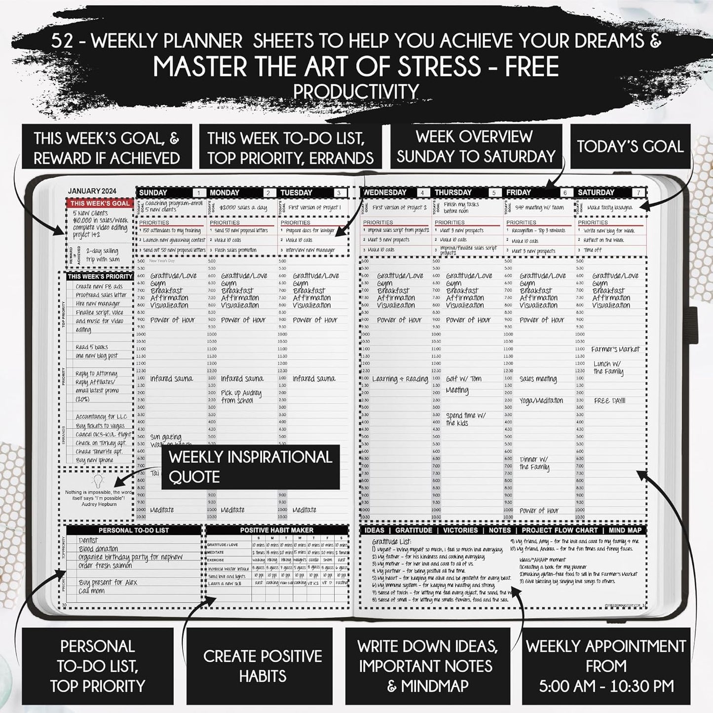 2026 Planner Weekly and Monthly | Law of Attraction Planner with Panduo App | A 12 Month Journey for Productivity, Gratitude & Goal Setting | Includes Foldable Vision Board, Gift Box & Stickers
